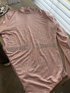 Banjul Blush Pink Long-Sleeve Rhinestone Top